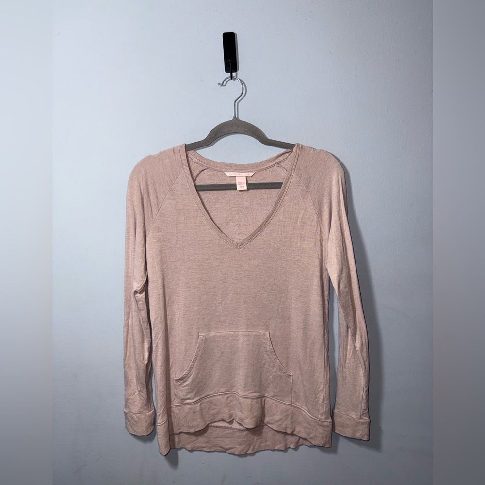 Victoria's Secret Dusty Pink long-sleeve v-neck top pocketed Top size XS GUC